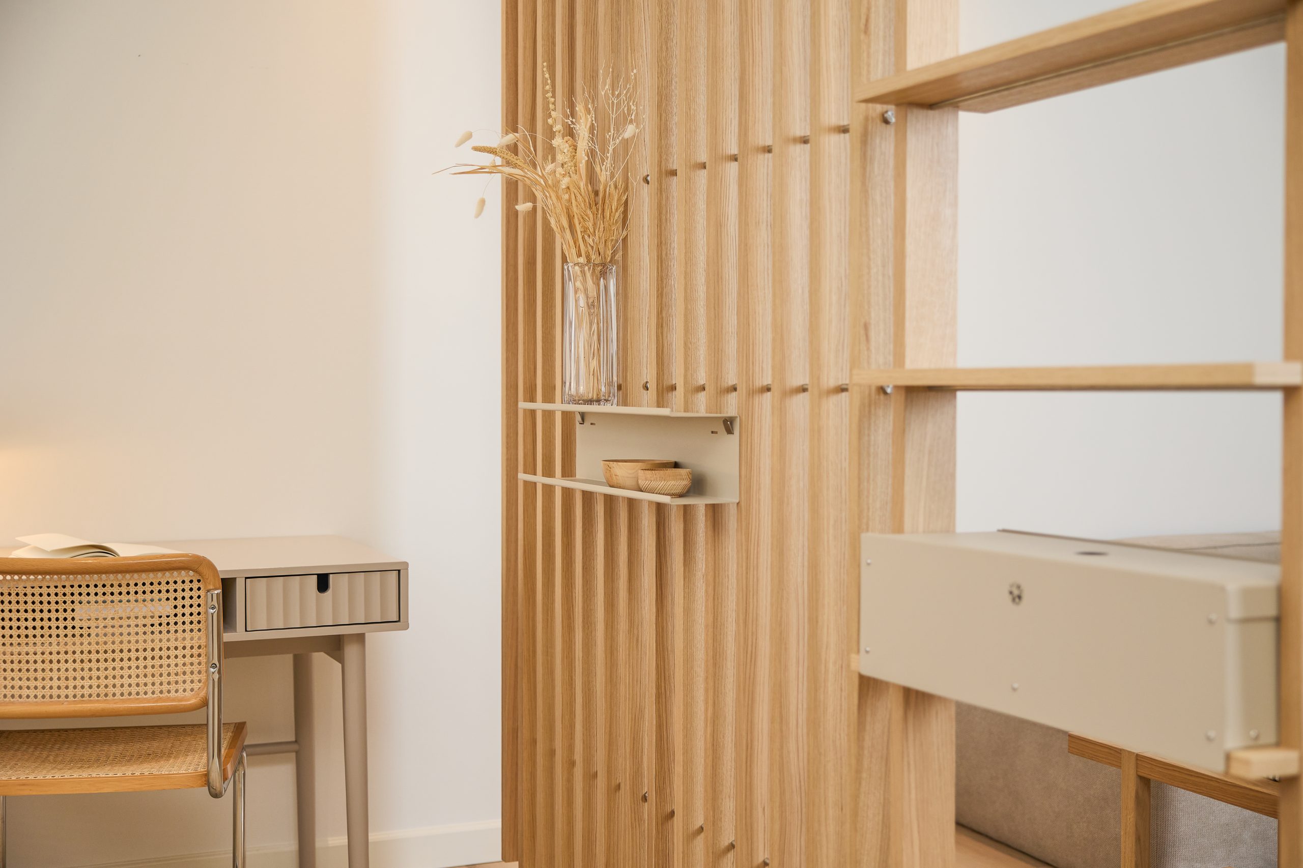 Interior design with WoodUpp panels and interactive hotspots